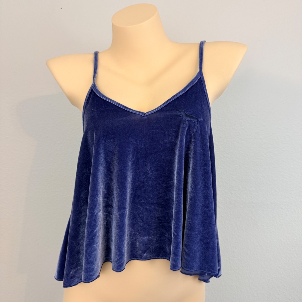 Victoria's Secret PINK Blue Velvet Cami Top XS Coquette Balletcore Y2K Cropped